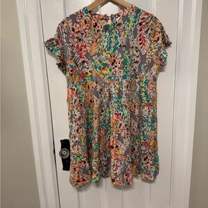 Floral Multicolor Short Sleeve Dress